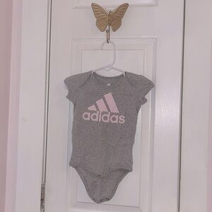 Adidas 6M grey and pink onesie